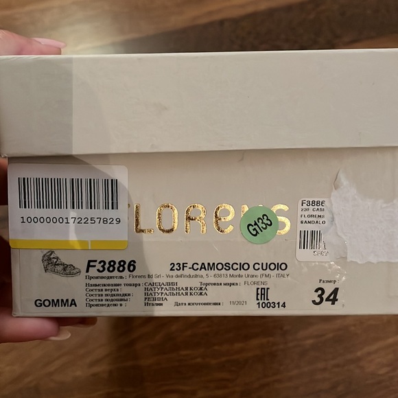 Florens Tan sandals girls Size 34 NEW in box suede top & rubber insole/sole - Picture 6 of 6